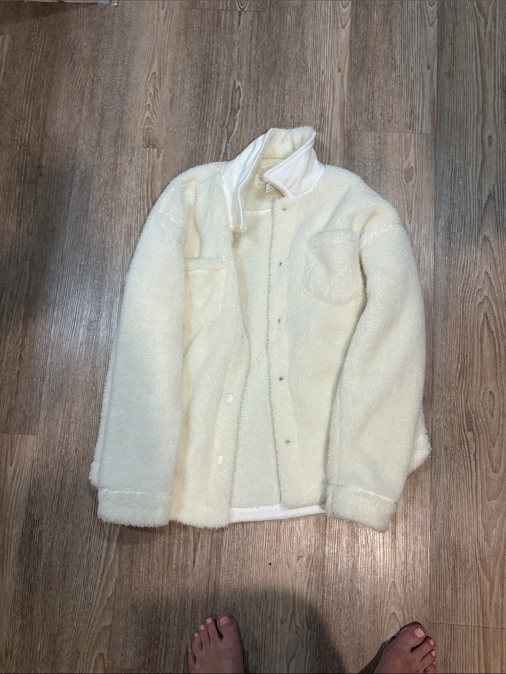 Treasure & Bond Cream Sherpa Shirt Jacket EUC
